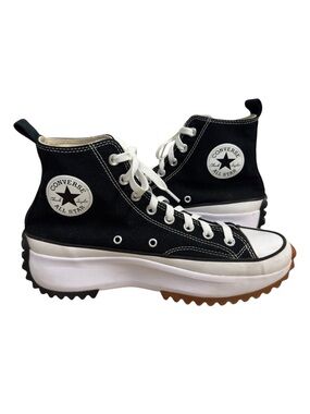 Converse Run Star Hike Platform High Top Sneakers Black White Mens US 9.5
